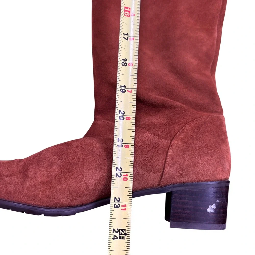 Stuart Weitzman Cognac Brown Suede Over The Knee Block Heel Boots Sz 8.5 Spain